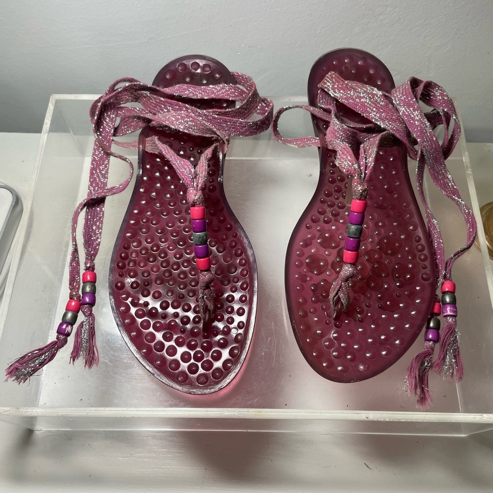 JIMMY CHOO waikiji Jelly gladiator tie sandals sz 37
